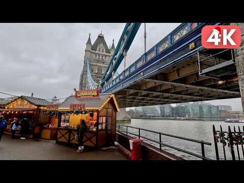 LONDON Christmas WALK TOUR 🎄✨ LONDON BRIDGE 🌉🇬🇧 [4K]