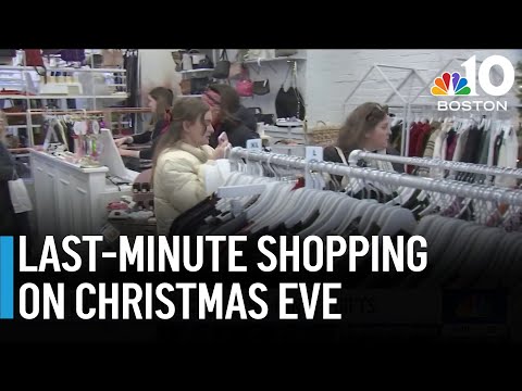 Last-minute shoppers head out for gifts and groceries on Christmas Eve