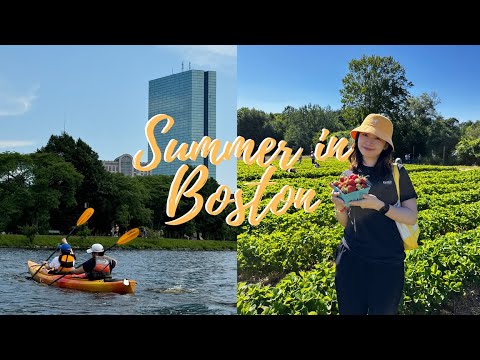 Summer: We kayaked🚣 in the heat and picked strawberries 🍓under the sun.🥵 波士顿的夏日：烈日下的草莓节 高温下的查尔斯河划小船