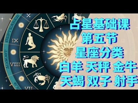 占星基础课第五节（试听）星座分类 白羊 天秤 金牛 天蝎 双子 射手