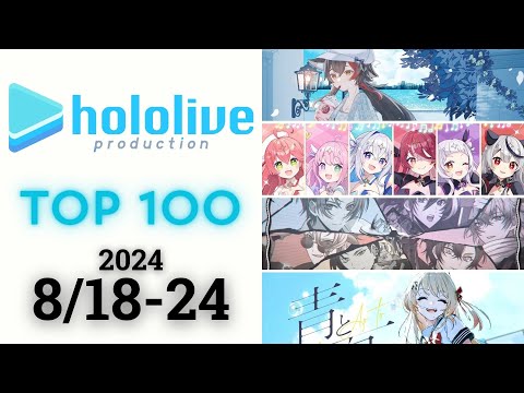 【2024/8/18-24】ホロライブ 歌ってみた&オリジナルソング 週間再生数ランキング TOP 100 + 新曲