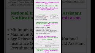 NICL Assistant Recruitment 2024 #jobs #job #education #nicl #2024 #education #exam #assistant