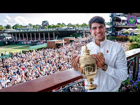 Carlos Alcaraz celebrates on the balcony | Wimbledon Final 2024