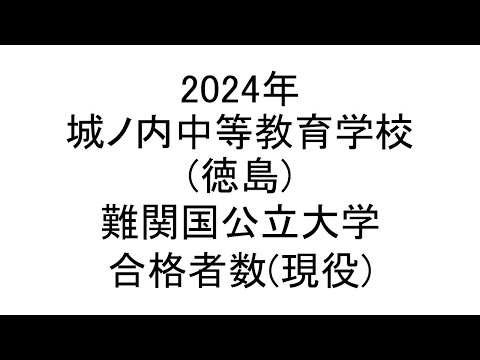 城ノ内中等教育学校(徳島) 2024年難関国公立大学合格者数(現役)