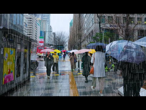 GANGNAM Rainy Day, Scenery on the way to work on Teheran Road, Seoul Gangnam Travel Walker.