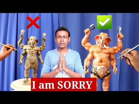 Muscular Ganapati murti making and coloring step by step | clay art