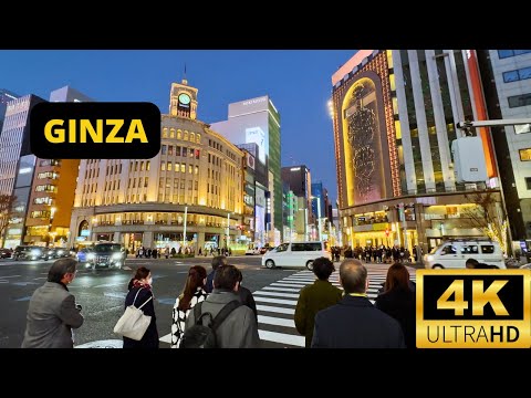 TOKYO, JAPAN 🇯🇵 [4K] GINZA — Tokyo's Luxury Shopping District — 1 HOUR Walking Tour