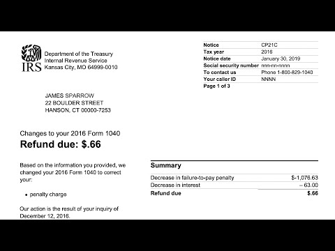 How to understand your CP21C Notice (IRS made the changes you requested to your tax return).