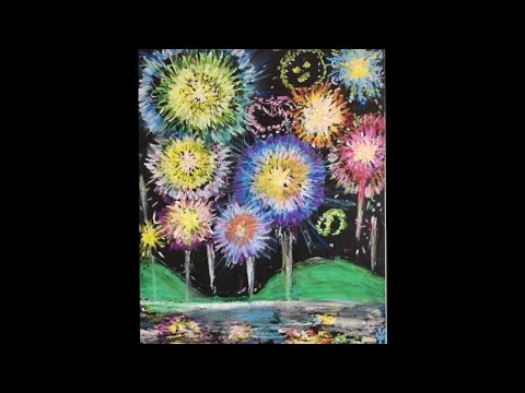 チョークアート風の花火を描こう！ブーピー工房絵画造形教室