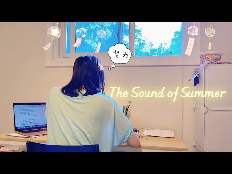 🎐THE SOUND OF SUMMER / 3 Hour-Study With Me (birds + wind chimes sound, relaxing music) / countdown