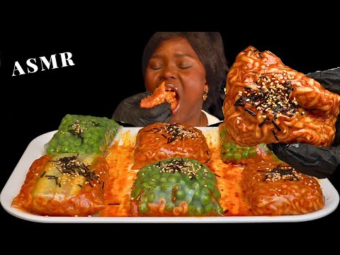 ASMR SPICY FIRE NOODLES, GREEN PEAS WRAP & CUCUMBER MUKBANG |No Talking |Eating Sounds| Vikky ASMR