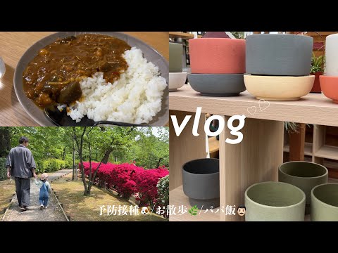 【休日vlog】朝から寝るまで充実した休日を過ごす🌿我が家のシェフご飯第2段🧑‍🍳無水カレー🍛【パパ飯】