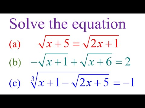 Algebra chap6 Example 24，25，26 解根式方程式Solve equation involving Radicals（老雷数学）