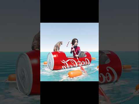 Coca Cola boat! Challenge with sharks. #sharks #dogday #pou #sonic #scarlet