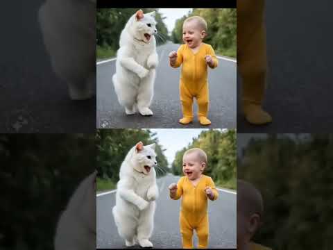 Baby n cat dance 🩰🩰🩰😀😀 #dogdance #baby #doggydance #babydancemoves