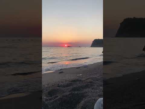 Beautiful sunset view at Buljarica beach in Montenegro filled with relaxing sounds of the sea.