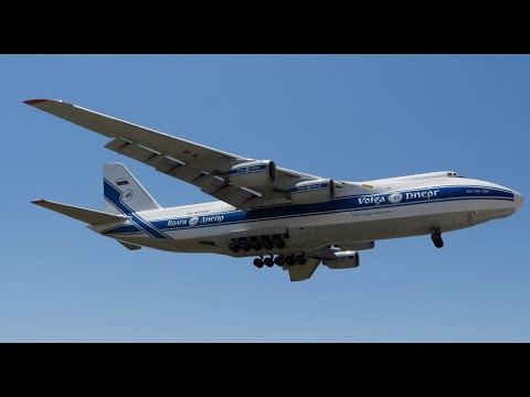 RARE Volga-Dnepr Airlines Antonov An-124-100 RA-82046 landing at Moffett Field (VDA4681)