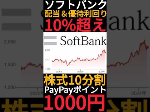 【高配当株】ソフトバンクが株式分割と株主優待の新設を発表!?貰えるPayPayポイントは利回り5.3%です #Shorts