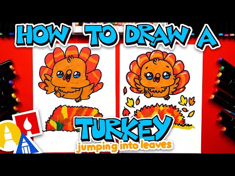 How To Draw A Turkey Jumping Into A Pile Of Leaves