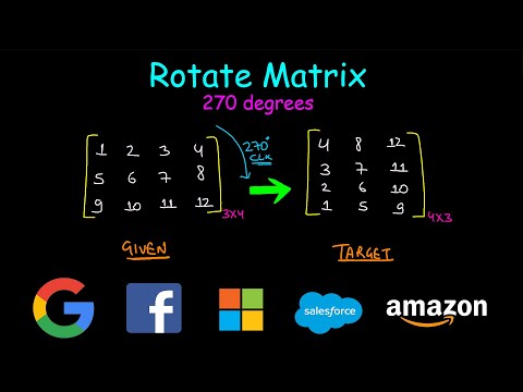 Rotate matrix by 270 degrees clockwise | Rotate Image