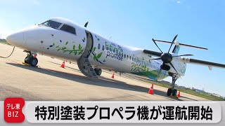 ANA特別塗装プロペラ機が運航開始　「水と緑」モチーフに（2023年10月23日）