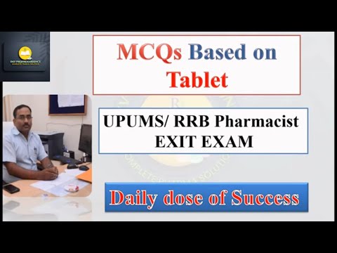 UPUMS pharmacist MCQs questions | upums pharmacist vacancy 2024 | RRB Pharmacist MCQ | EXIT Exam MCQ