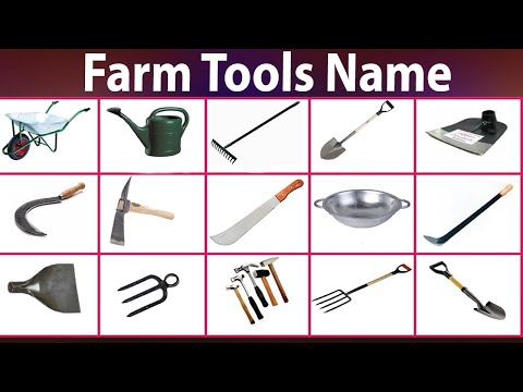 Farm Tools Name Meaning And Equipment Vocabulary. Garden Tools Name with Image. Farmer tool English