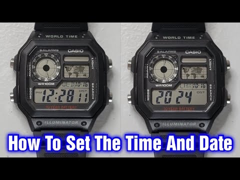 Casio Watch With World Map (Model: AE-1200WH-1AVCF) – How To Set The Time & Date