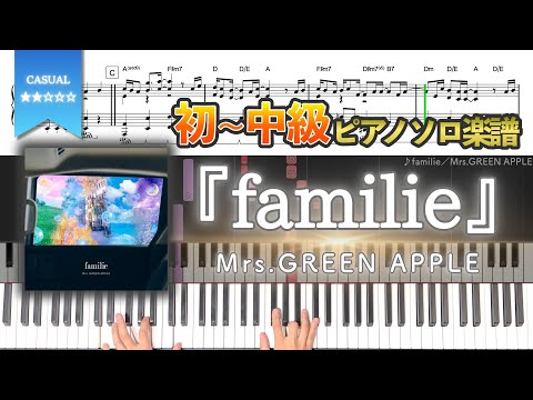 【楽譜】『familie／Mrs.GREENAPPLE』初〜中級ピアノ楽譜