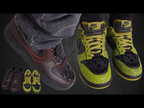 Nike Air Force 1 & Dunk Low Halloween Skull 👟 ON FOOT REVIEW | Spooky Skulls Edition