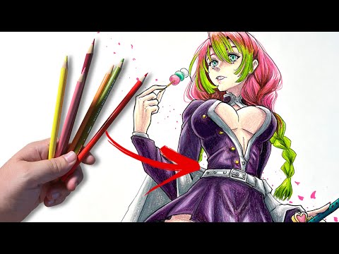 Como Colorear con Lapices de Colores!!! Pintando a Mitsuri (Demon Slayer)