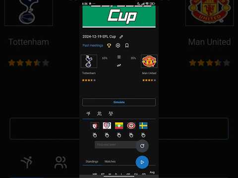 Simulation result - Tottenham vs Manchester United.EFL Cup 2024-12-19 | simcups.com