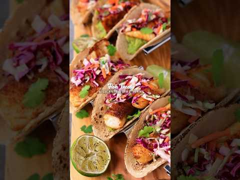 Fish Tacos with Cilantro Lime Slaw.