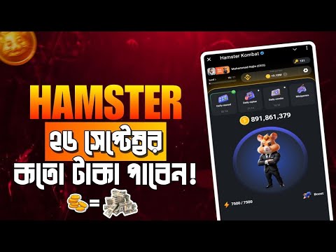 Hamster Kombat ২৬ সেপ্টেম্বর কত টাকা পাবেন ⁉️ Hamster kombat withdraw || Hamster kombat