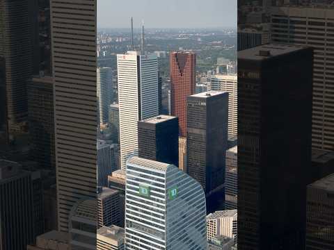 Stunning Downtown Toronto view from CN Tower, featuring David Pecaut Square & TD Bank Tower!