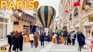 Paris, France 🇫🇷 - 4K PARIS 2024 🎈18 December Paris Walk 🎄 With Captions