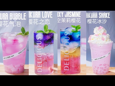 【抖音】网红饮料part 9，樱花饮料合集🌸 Đồ uống Sakura｜Douyin special drinks