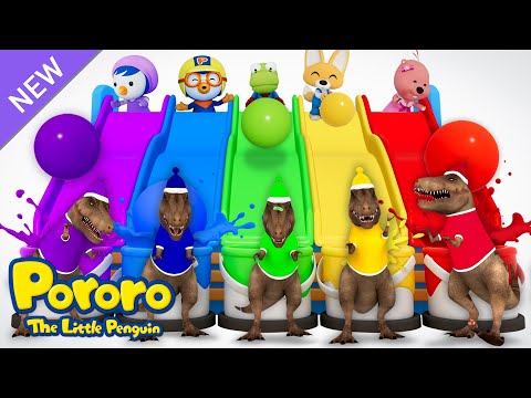 🌈#colors Learn Colors with Dinosaur | Dinosaur Color Slide | Pororo Learnings for Kids