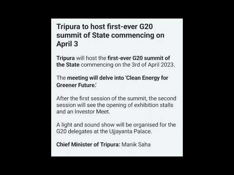 #tripura host first-ever G20 summit #currentaffairs #shortvedio #gkfacts