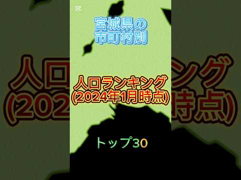 宮城県の市町村別人口ランキングトップ30#地理系を終わらせない #47都道府県企画