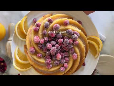 Cranberry Orange Bundt Cake with Orange Glaze and Sugared Cranberries