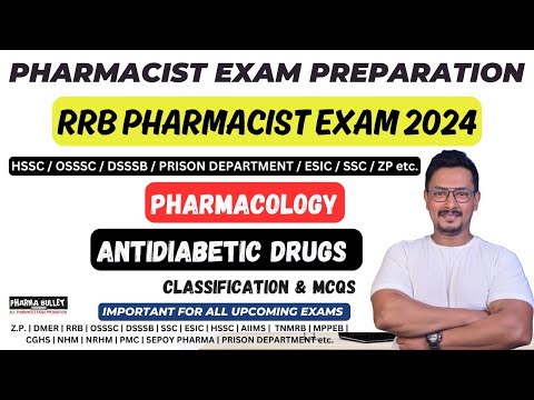 ANTIDIABETIC DRUGS CLASSIFICATION & MCQS / RRB PHARMACIST EXAM PREPARATION / HSSC PHARMACIST EXAM