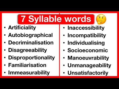 7 Syllable Word List 🤔 | Syllables in English | Types of Syllables | Learn with examples