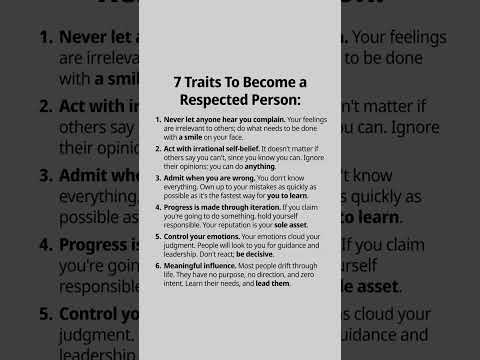 7 Traits To Become a Respected Person #psychology #winners #entrepreneur