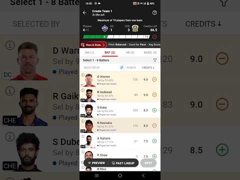 DC  vs CHE dream11 team kaise banaye || DC  vs CHE dream11 team kaise banaye