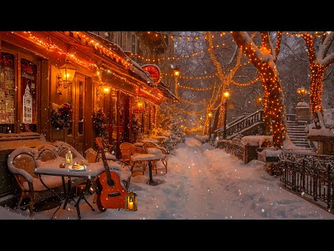 Smooth Jazz Music at The Winter Outdoor Coffee Shop - Soothing Piano Jazz for a Relaxing Mood