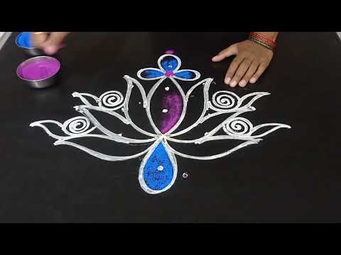 Friday lotus flower rangoli designs🌺🌺Muggulu with dots,Rangoli kolam,Daily kolam.