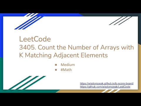 【每日一题】LeetCode 3405. Count the Number of Arrays with K Matching Adjacent Elements