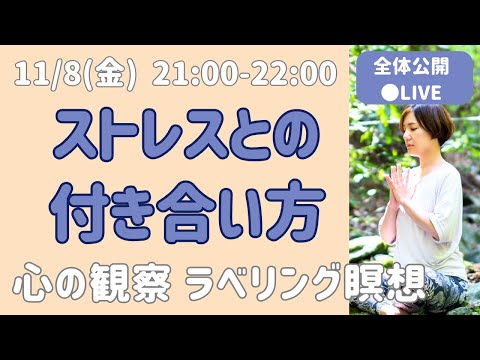 【全体公開LIVE瞑想】マインドフルネスでストレスケアする方法/心の観察 ラベリング瞑想