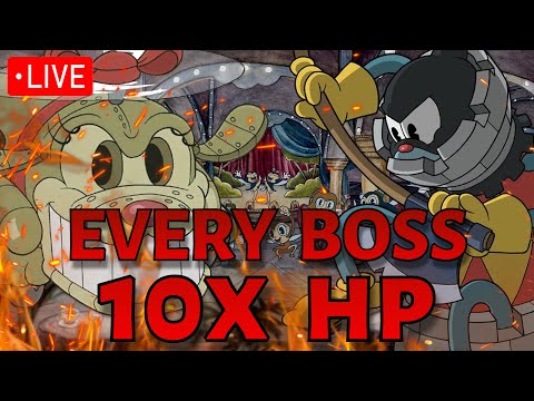 *LIVE* Beating Cuphead EXPERT mode but every boss has 10X HP || The Chickeninja Mod (Stream 10)